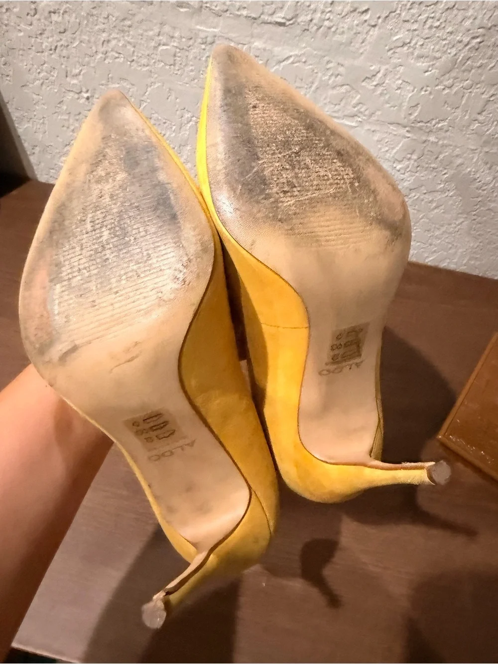 Aldo Mustard Yellow Pointed-Toe High Heels 8.5 womens heels